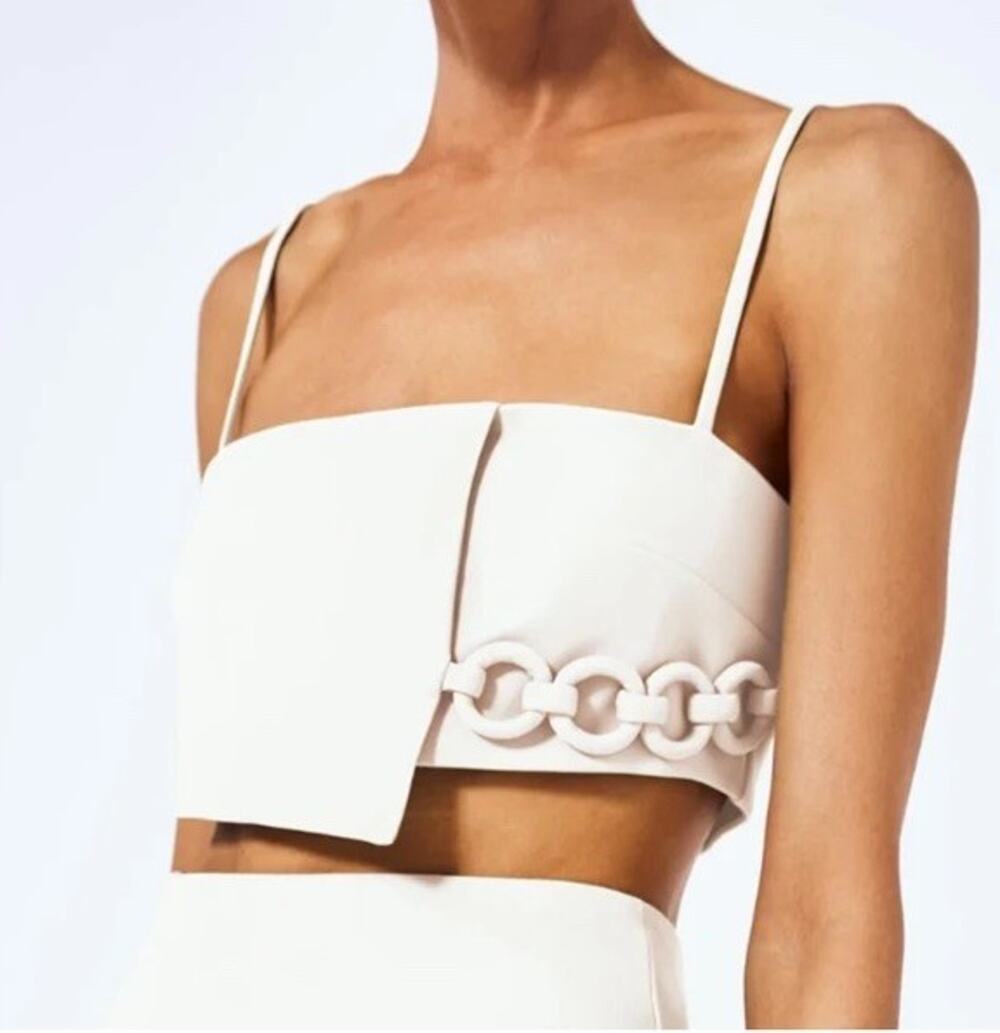 ALEXIS Sirey Cream Metallic Chain Trim Cropped Top Size Small S $495